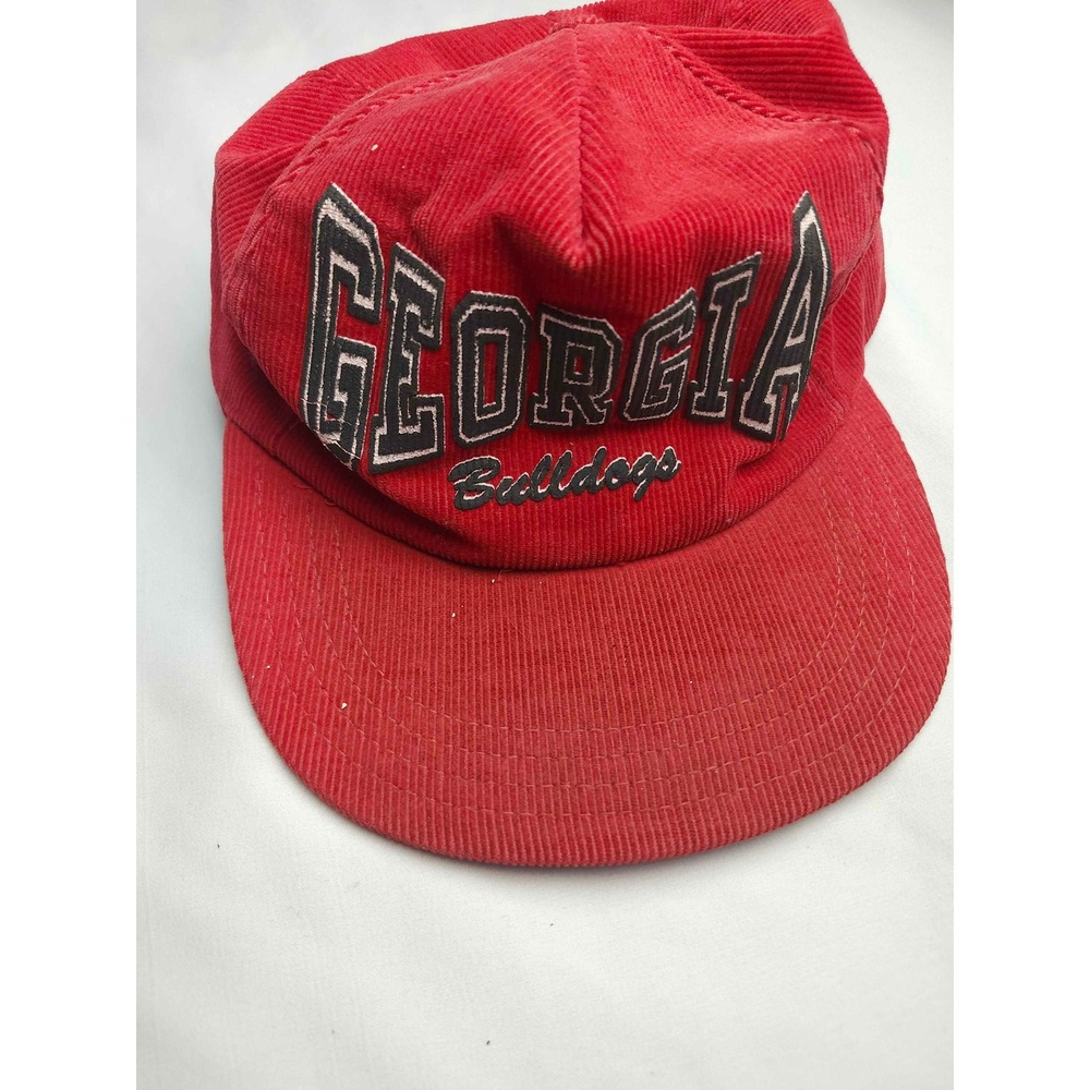 Vintage Georgia Bulldogs Hat Red Corduroy Snapback Made in USA UGA NCAA Cap Mens